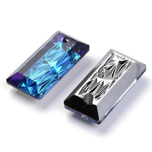 Crystal Rectangle Pendant 20mm   Bermuda Blue for jewellery making