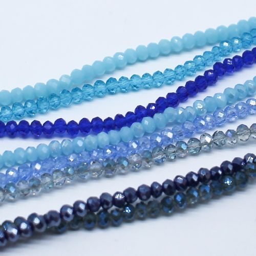 Crystal Rondelle Beads 2.5x3.5mm 8 String Mix   Blues for jewellery making
