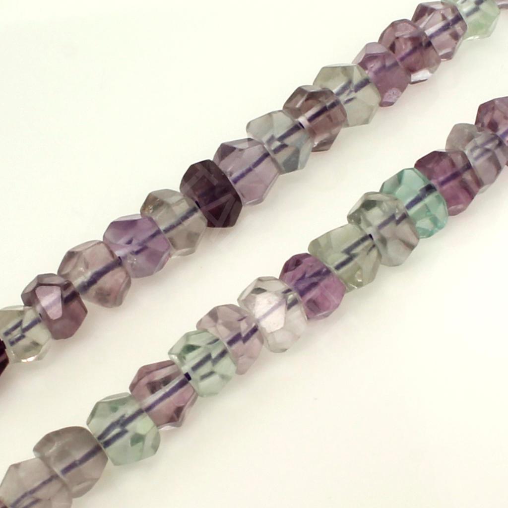 Fluorite Mixed Rough Cut Rondelle 7mm - 16" String