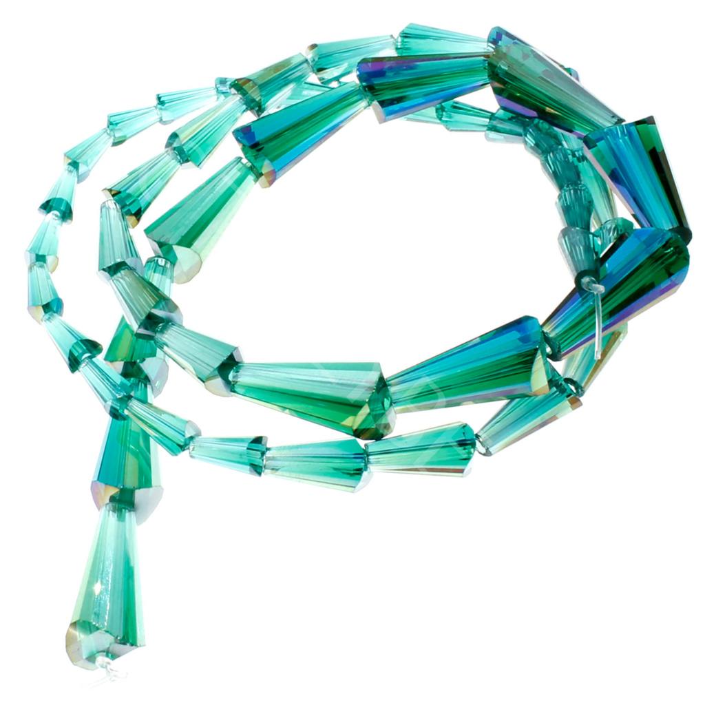 Crystal Tree Cone Beads 3 Sizes - Green AB