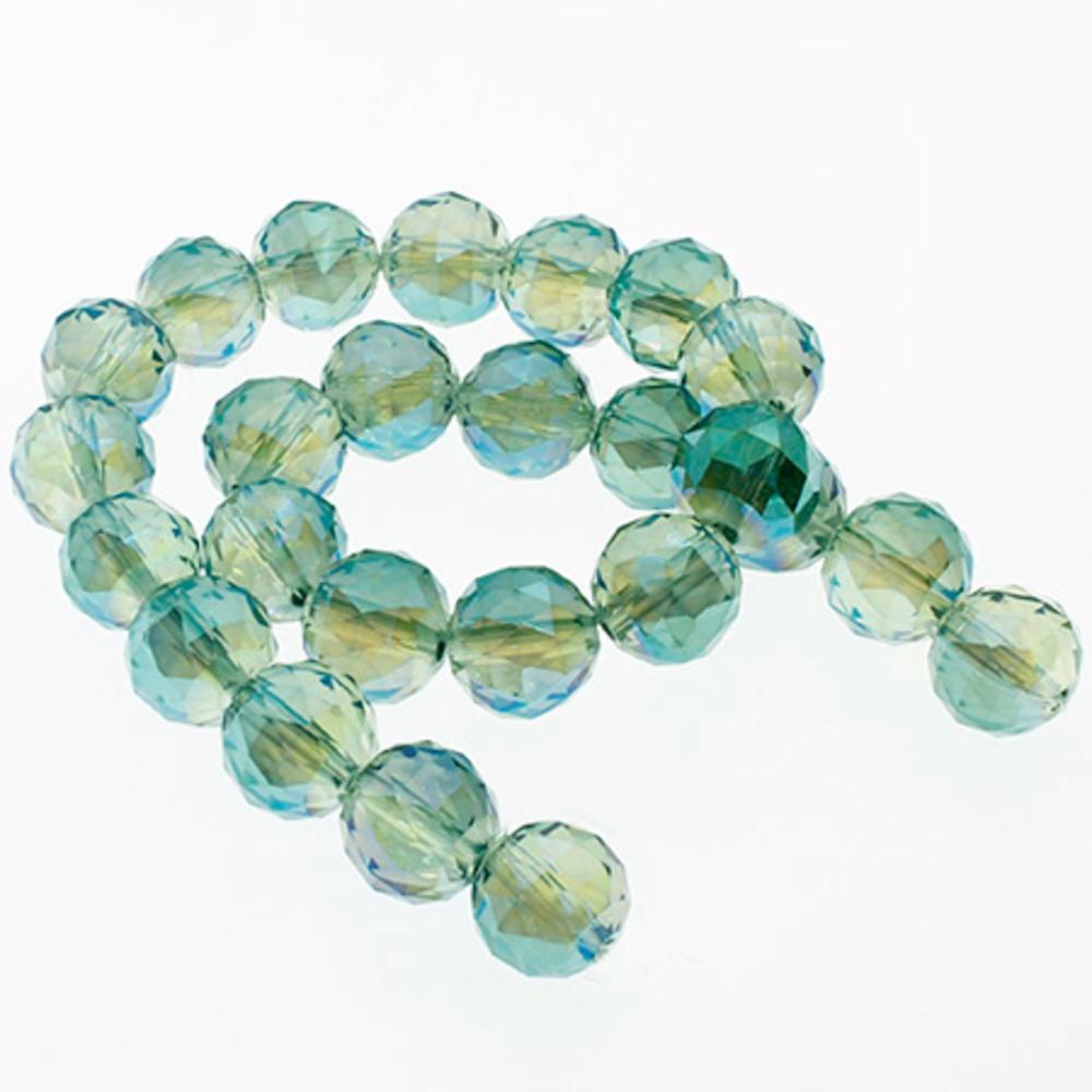 11mm Crystal Round Beads 25pcs - Electric Green