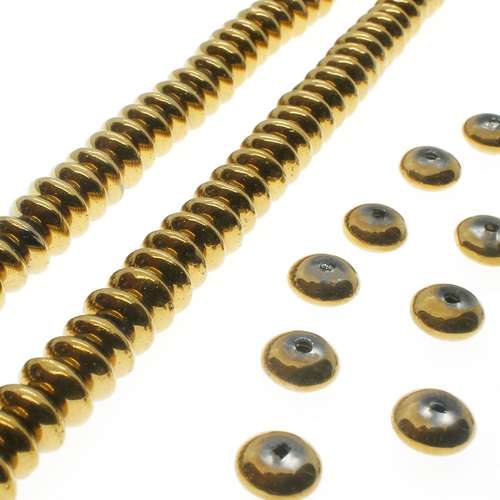 Glass Rondelle Beads 7mm - Gold Plated 100pcs