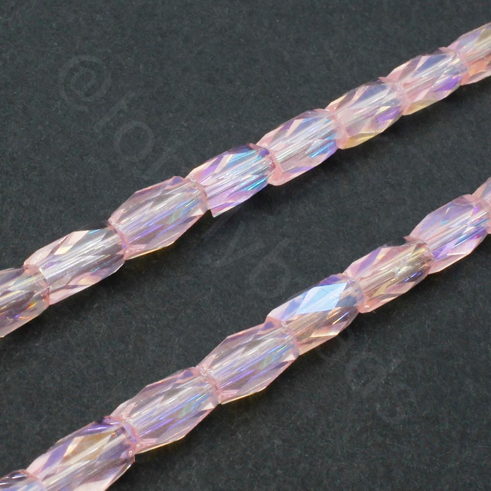 Crystal Barrel Beads 7x4mm - Pink AB