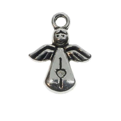 Metal Charm Angel 12mm - Antique Silver 12pc