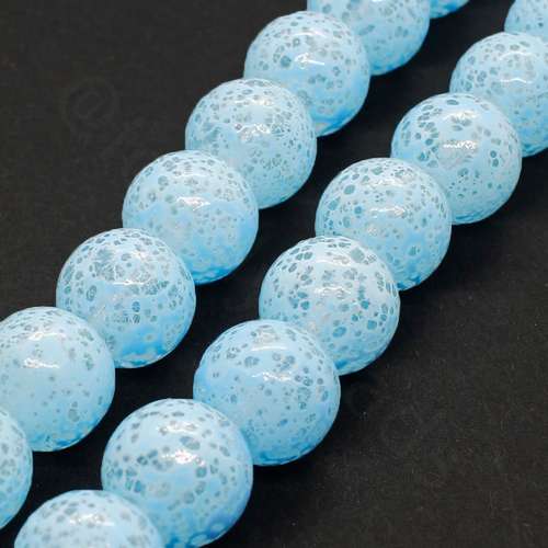 Speckled Glass Beads 10mm Round - Light Blue