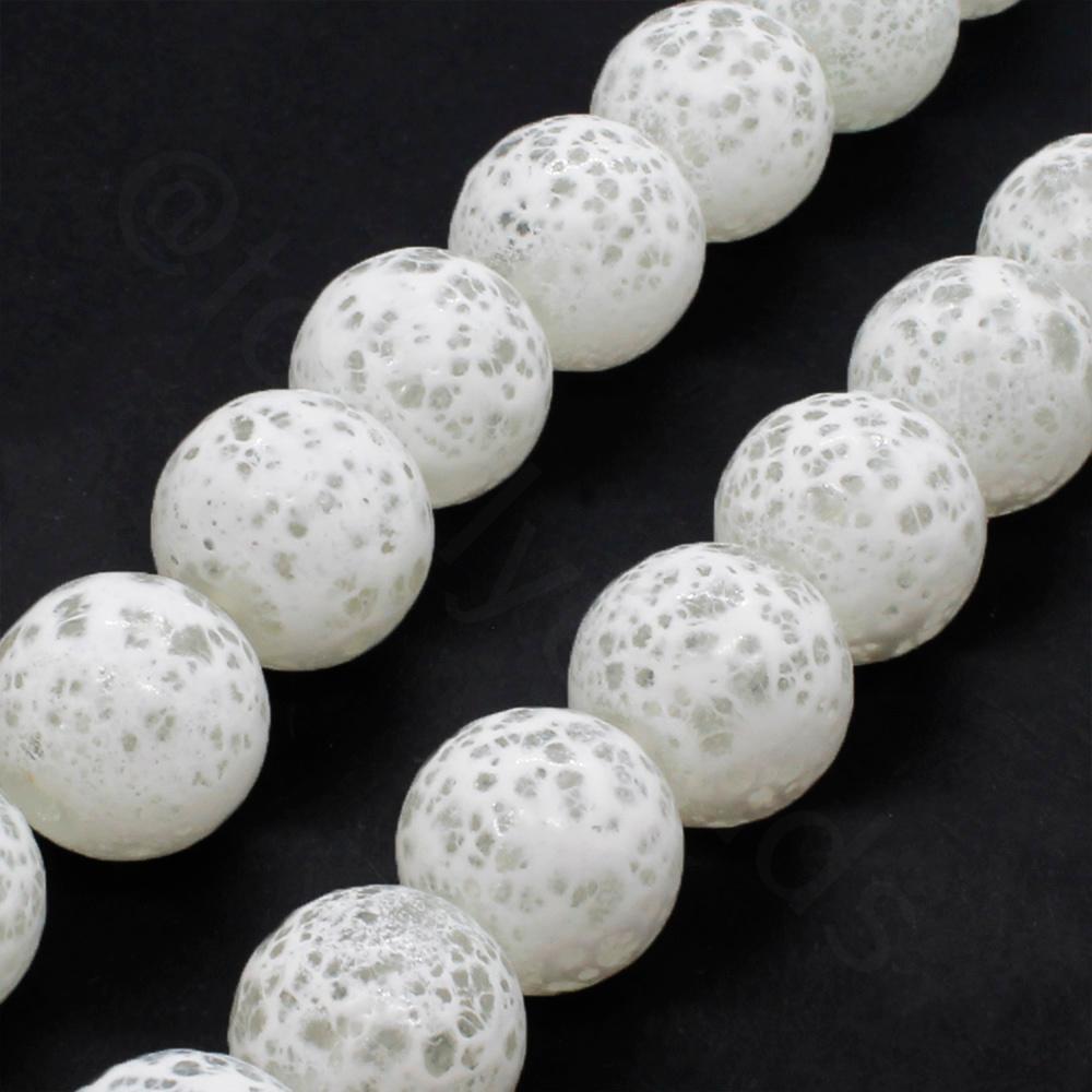 Speckled Glass Beads 10mm Round - White