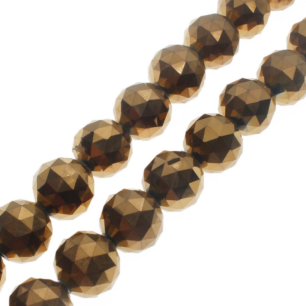 11mm Crystal Round Beads 25pcs - Bronze Plated