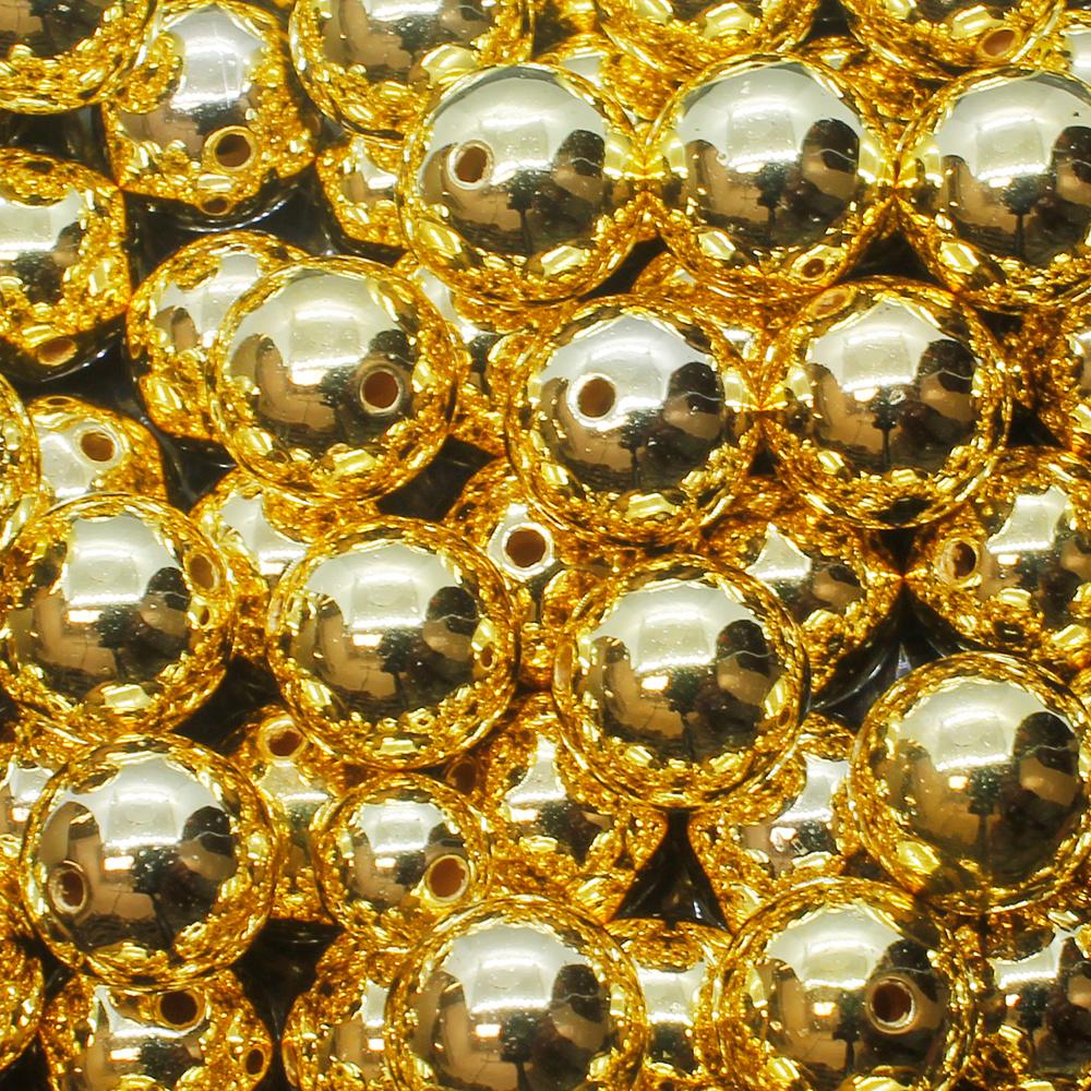 Acrylic Gold Round Beads 14mm - 25pcs