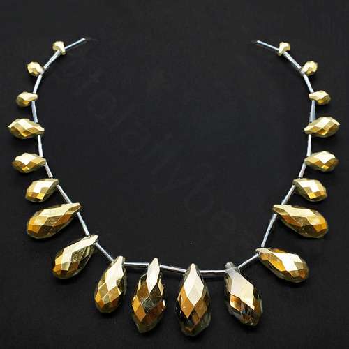 crystal beads champagne gold plate — faceted for jewelry making and beadwork