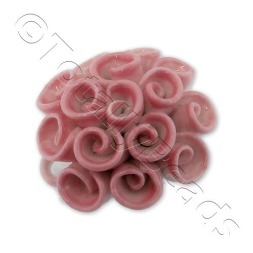 Ceramic Pendant - Swirl Flower - Pink