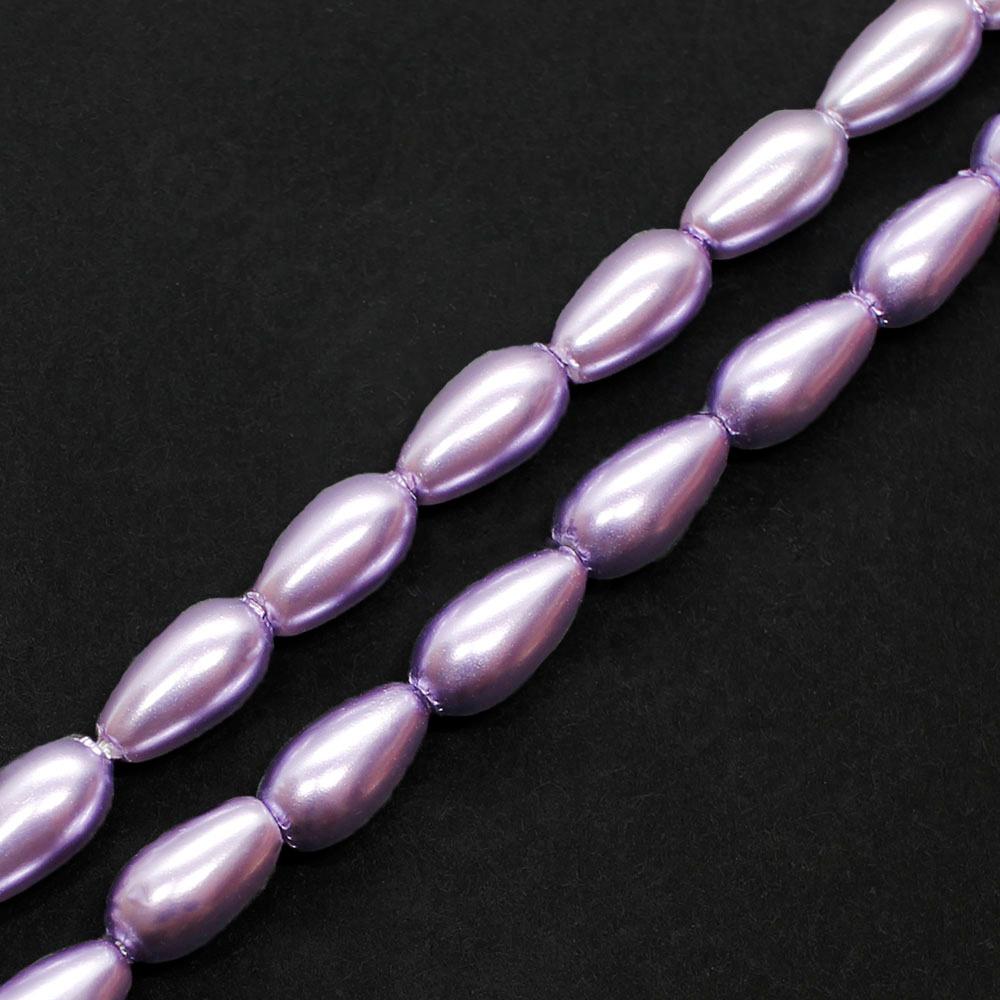 Glass Pearl Drop Beads 4x8mm - Lavender