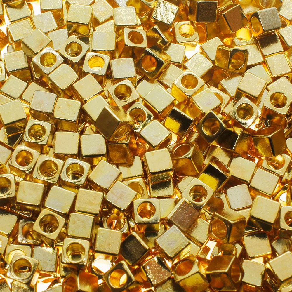 Spacer Bead Cubes 3mm 40pcs - Gold Plated