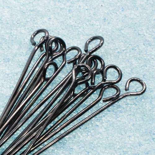 Eye Pins 30mm 100pcs - Black Plated