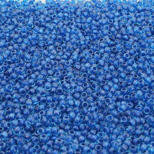 Toho Size 11 Seed Beads 10g - Aqua/Crystal Lined