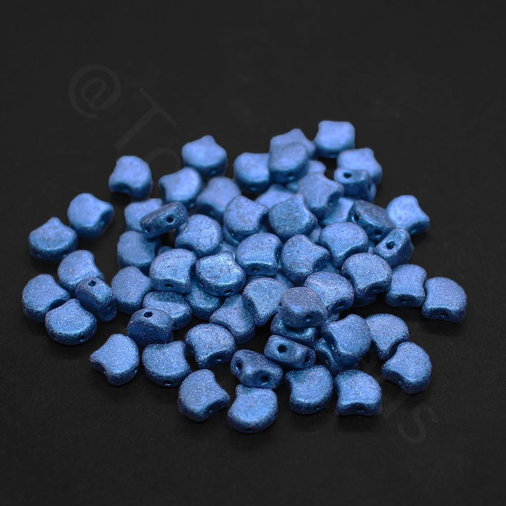 Ginko 7.5mm Leaf Beads 10g - Met Suede Blue
