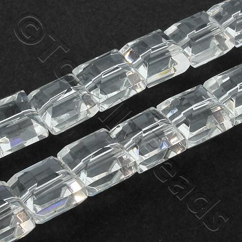 Faceted Puffed Square 10mm - Clear