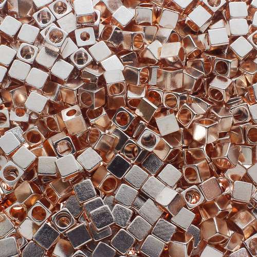 Spacer Bead Cubes 4mm 15pcs - Rose Gold