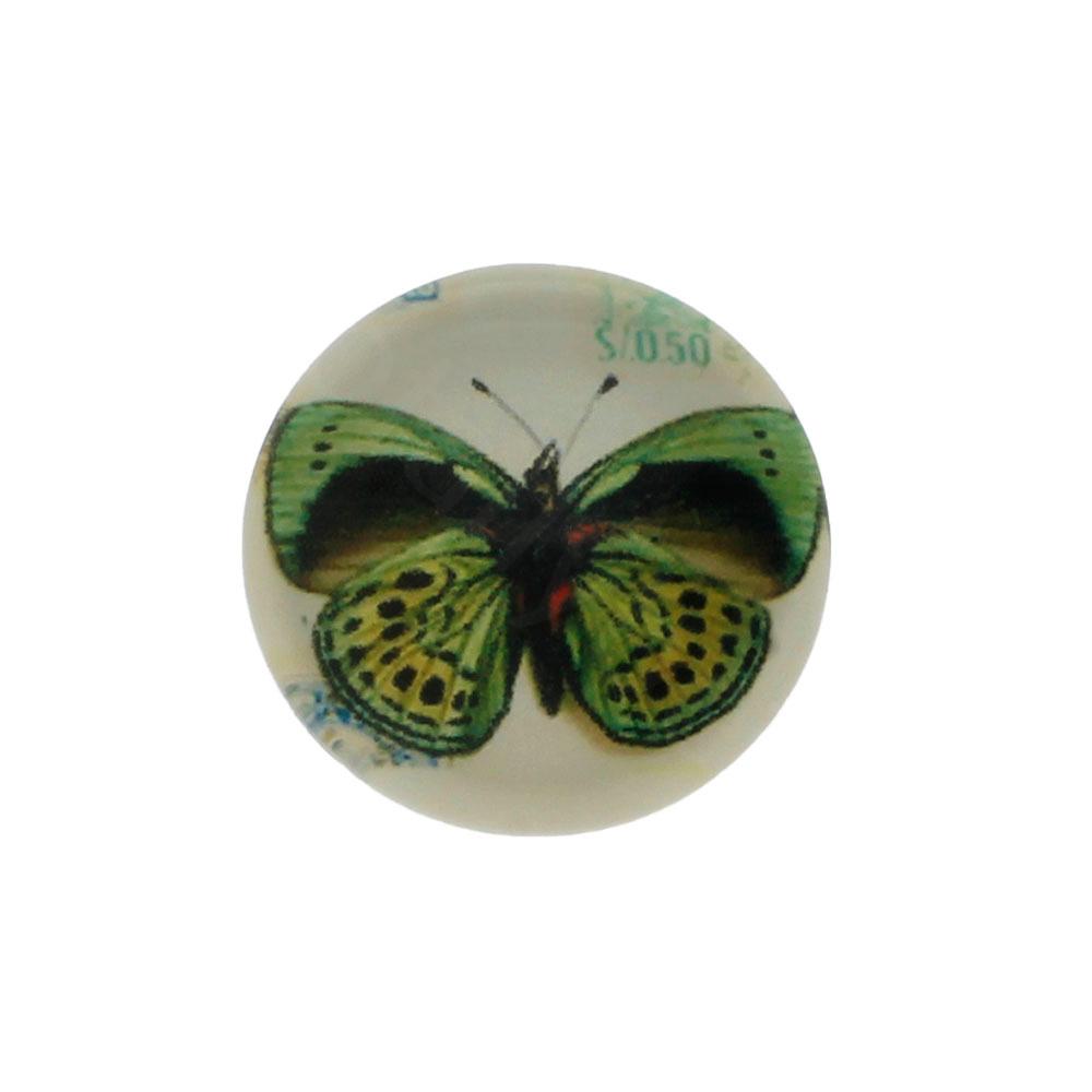 Glass Cabochon 20mm - Butterfly White