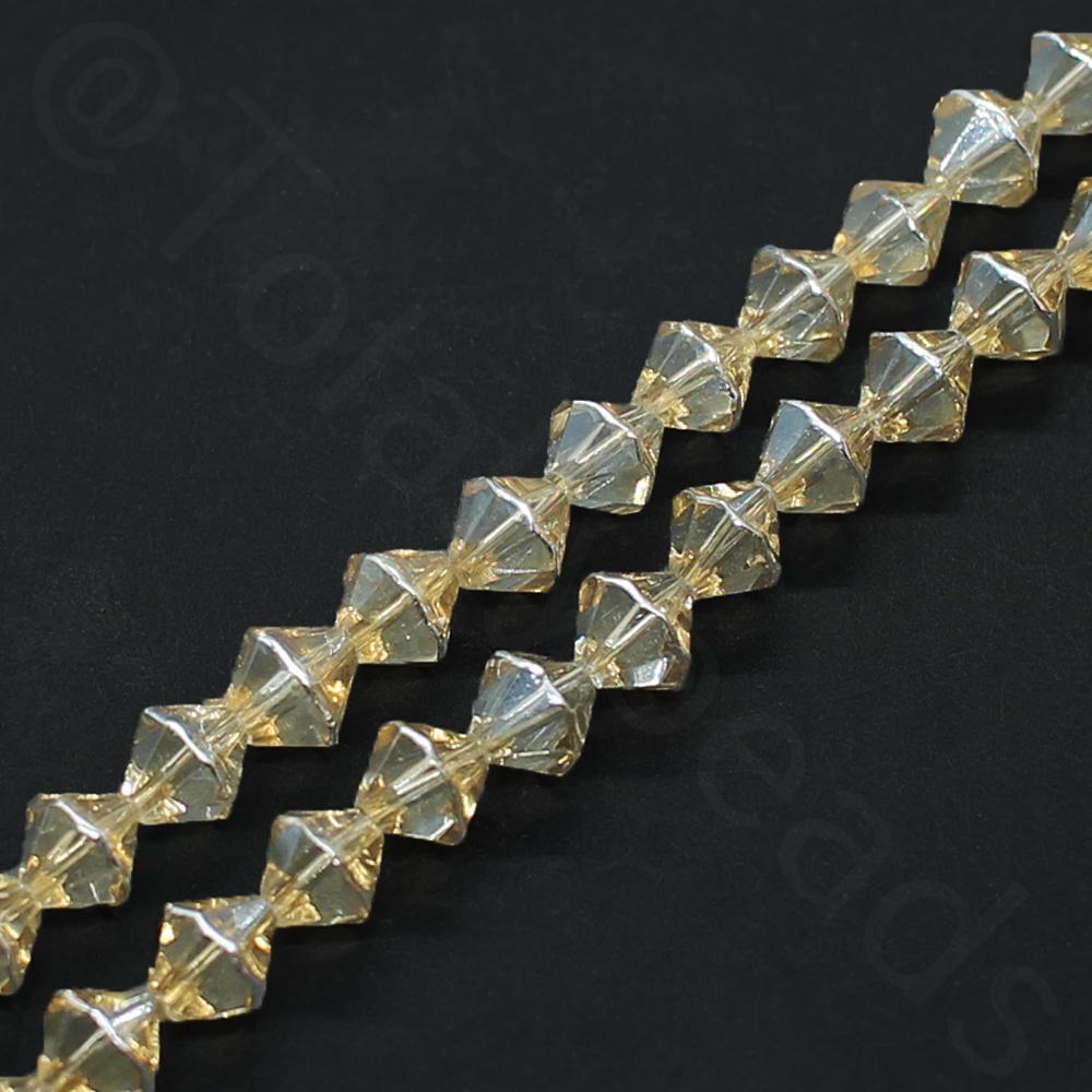 Glass Bicone with Silver Edge 8mm - Champagne