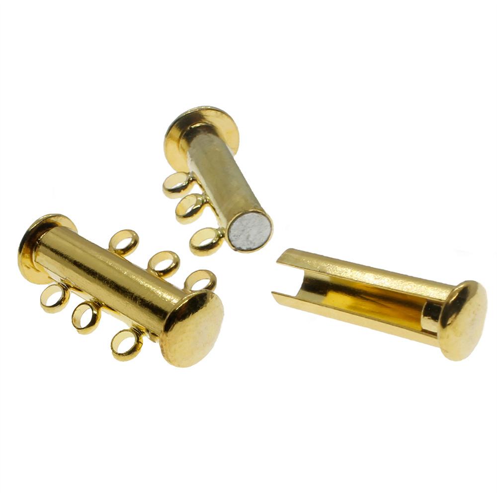 Sliding Magnetic Clasp 3 Strand - Gold Plated