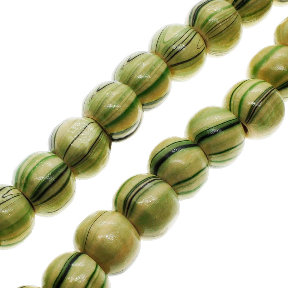 Wooden Round Beads 10mm 50pcs - Green Black