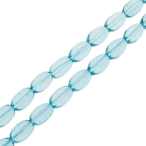Glass oval beads 4x6mm 32" String - Trans. Aqua