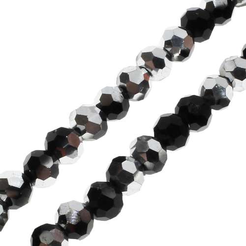 4mm crystal beads jet half silver — plated finish, ideal for jewelry making and beadwork