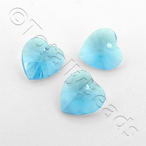 Crystal Charm Heart 10mm - Turquoise 10pcs