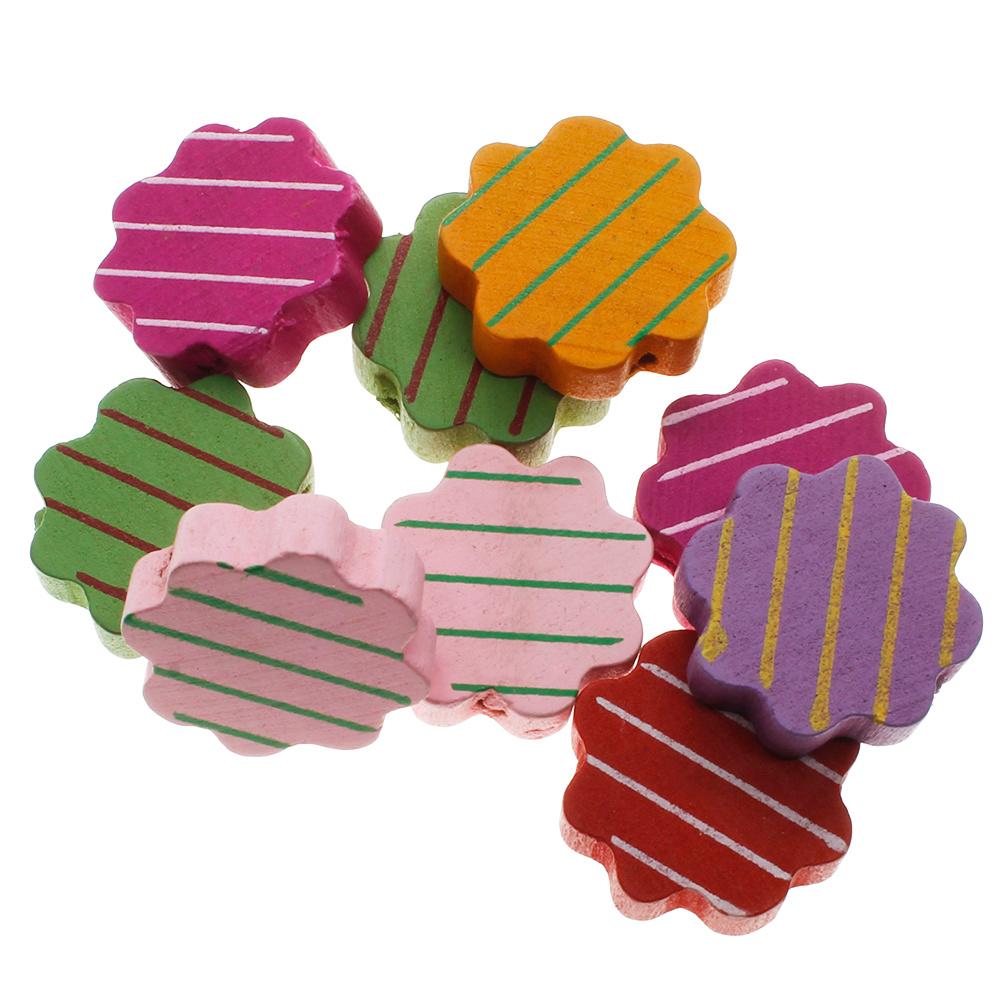 Childrens Wooden Bead - Flower with Line