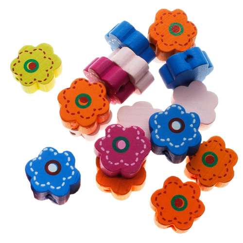 Childrens Wooden Bead - Stitched Flower
