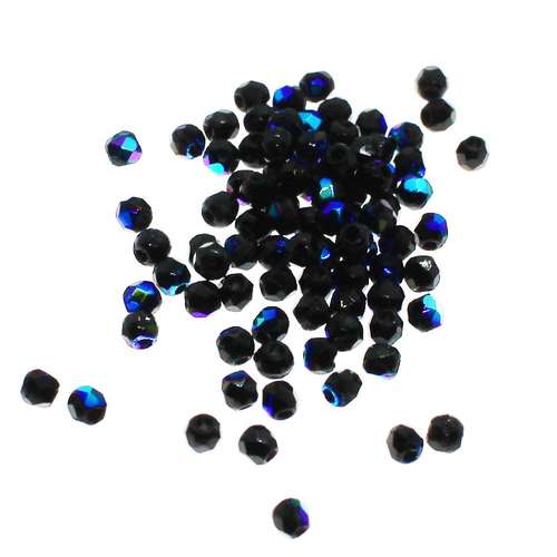 2mm Czech glass fire polished faceted beads jet ab — pack of 100, high-quality faceted beads perfect for jewelry making and beadwork proj…
