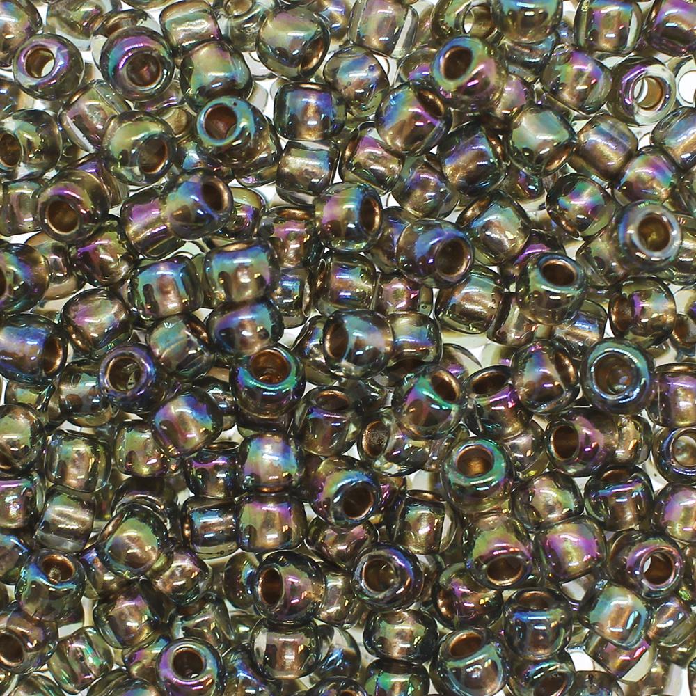 Toho Size 6 Seed Beads 10g - Gold Lined Rainbow Black Diamond
