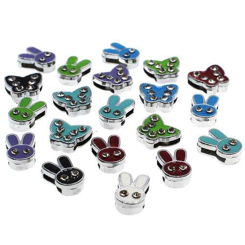 20pcs Slider Letter Bead Enamel - Butterflies and Rabbits bundle