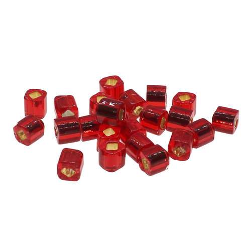 Toho Cubes 4mm 10g - Silver Lined Siam Ruby