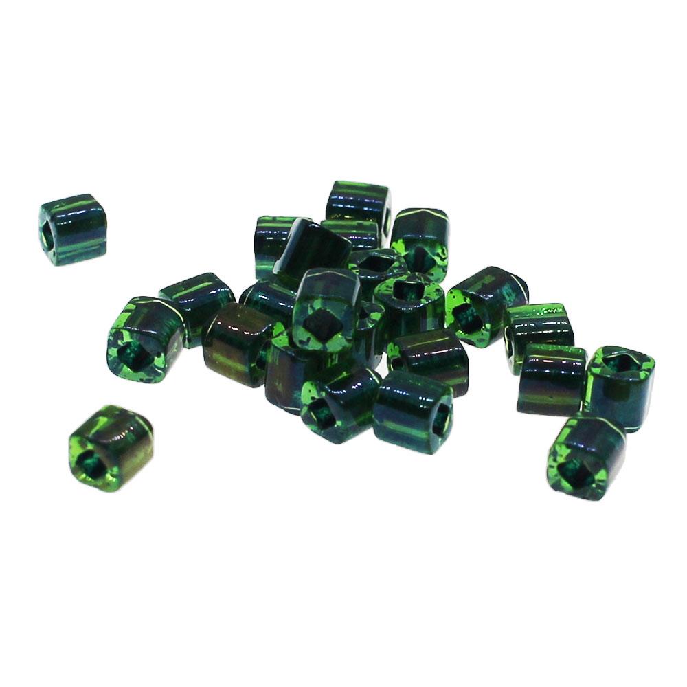 Toho Cubes 4mm 10g - Inside RB Peridot Green