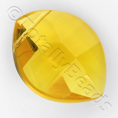 Glass Pendant Facet Leaf 24mm - Yellow