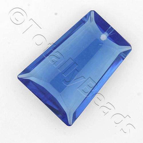 Glass Pendant Facet Rectangle Drop  20mm - Blue