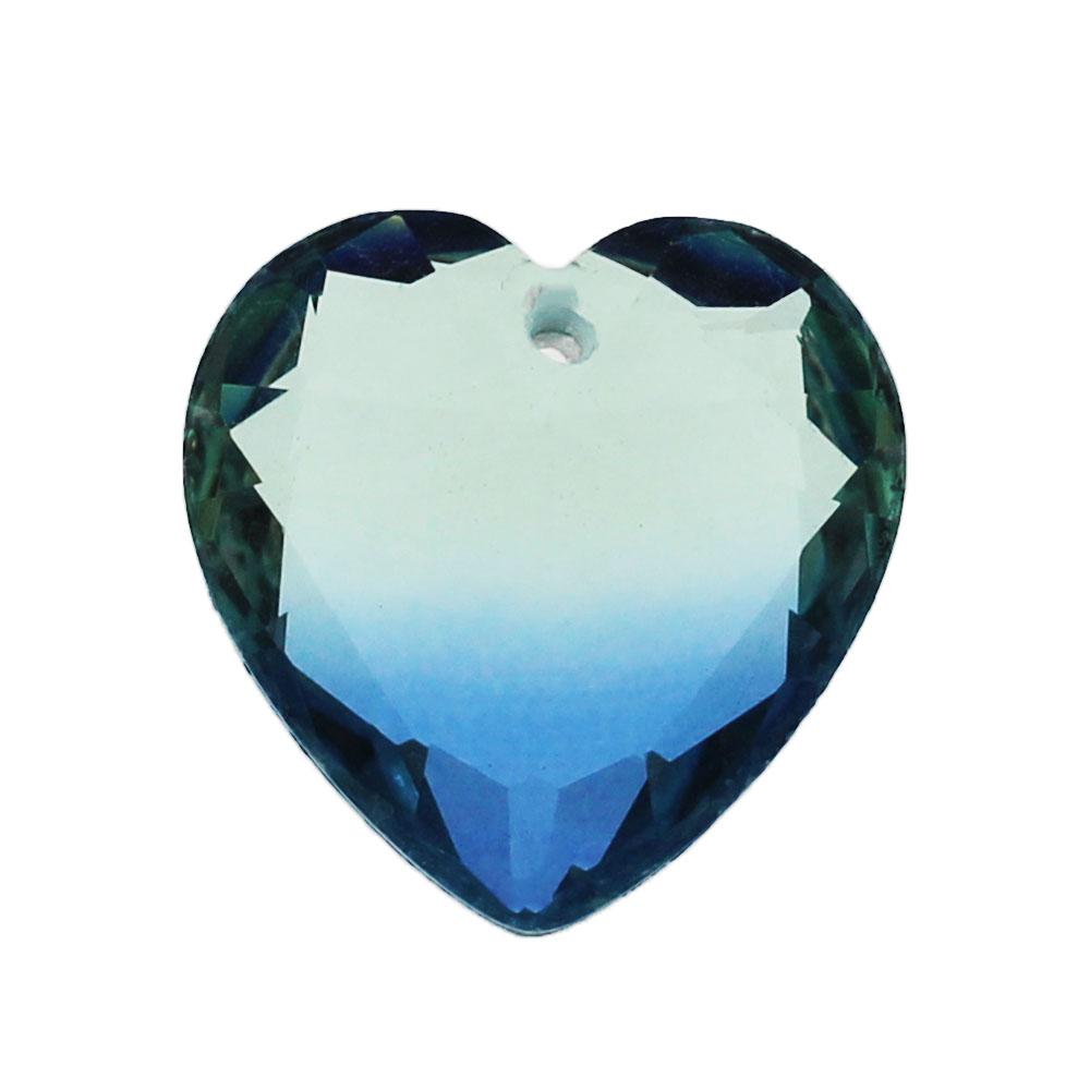 Crystal Pendant - Heart 15mm - Ombre Blue