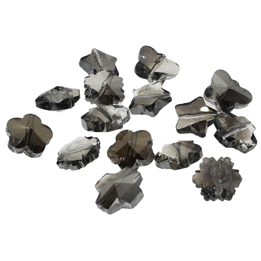 Crystal Shaped beads- Silver Dust mix - 15pcs