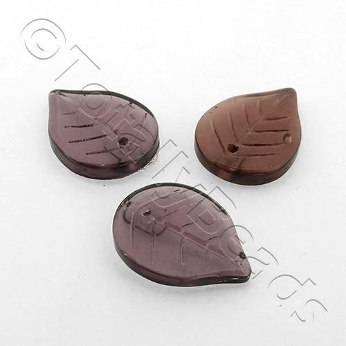 Glass Leaf 14mm - Amethyst 10pcs