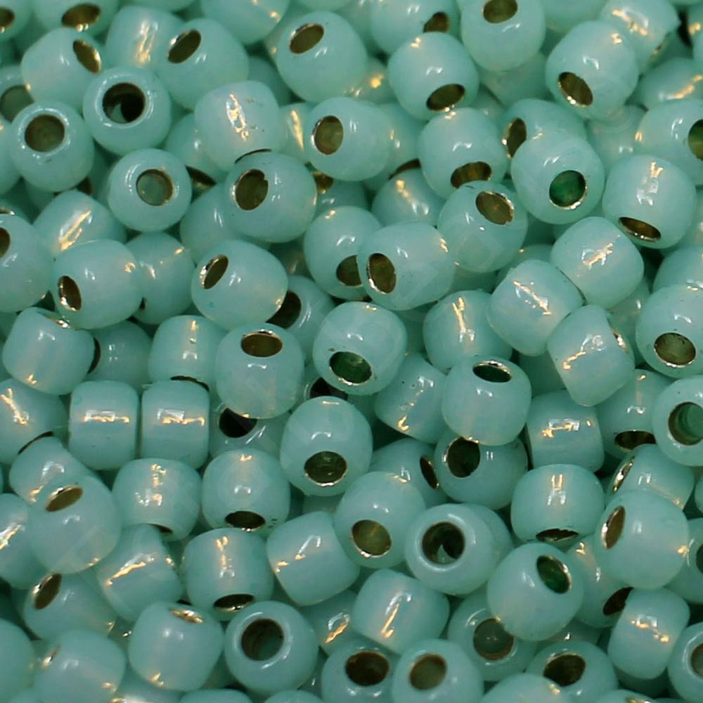 Toho Size 6 Seed Beads 10g -  PF Silver Lined Milky lt Peridot