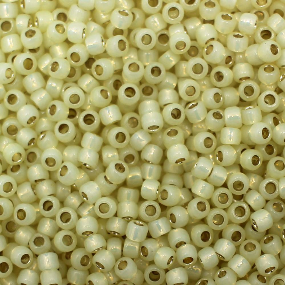 Toho Size 8 Seed Beads 10g - PF Silver Line Milky Jonquil