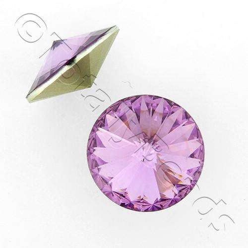 18mm resin Rivoli stone light amethsyt — faceted round crystal-style cabochon ideal for jewelry making, settings, and crafts