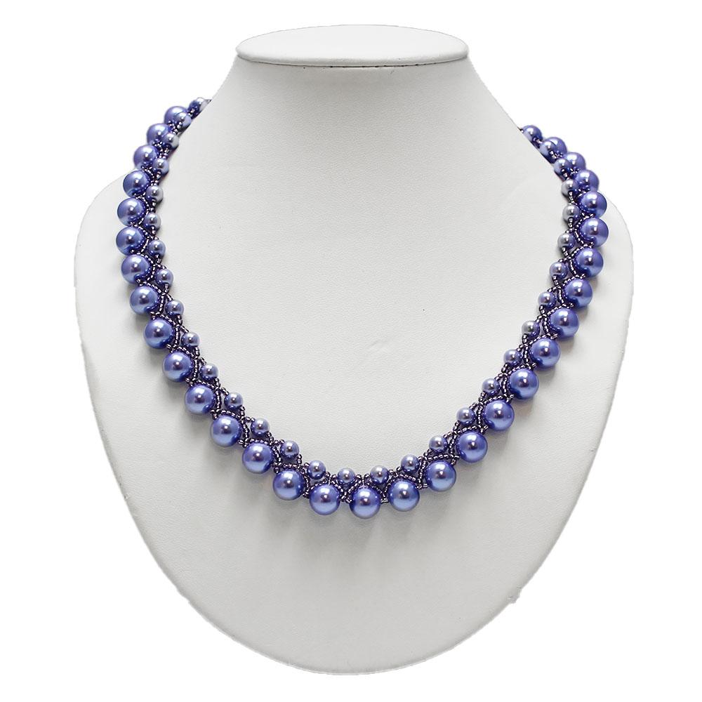 Netted Pearl Necklace - Violet Blue