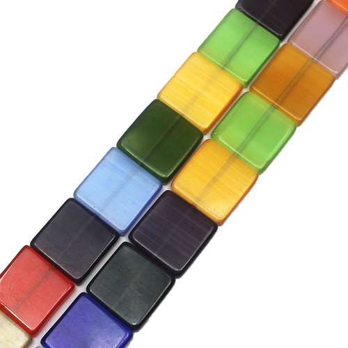 19mm Cats Eye Beads - Squares - Mixed