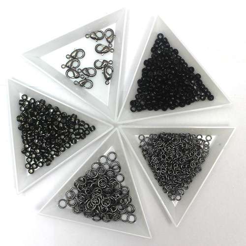 Chain Maille with Beads Kit black jewelry making kit — DIY set with beads and instructions for creating handmade jewelry