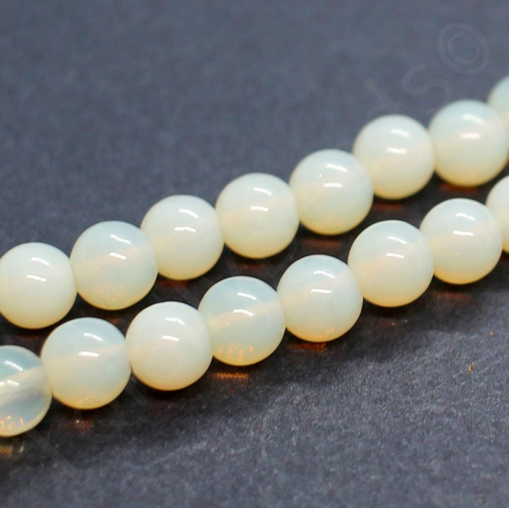 Opal Cream Round Opaque Beads - 6mm