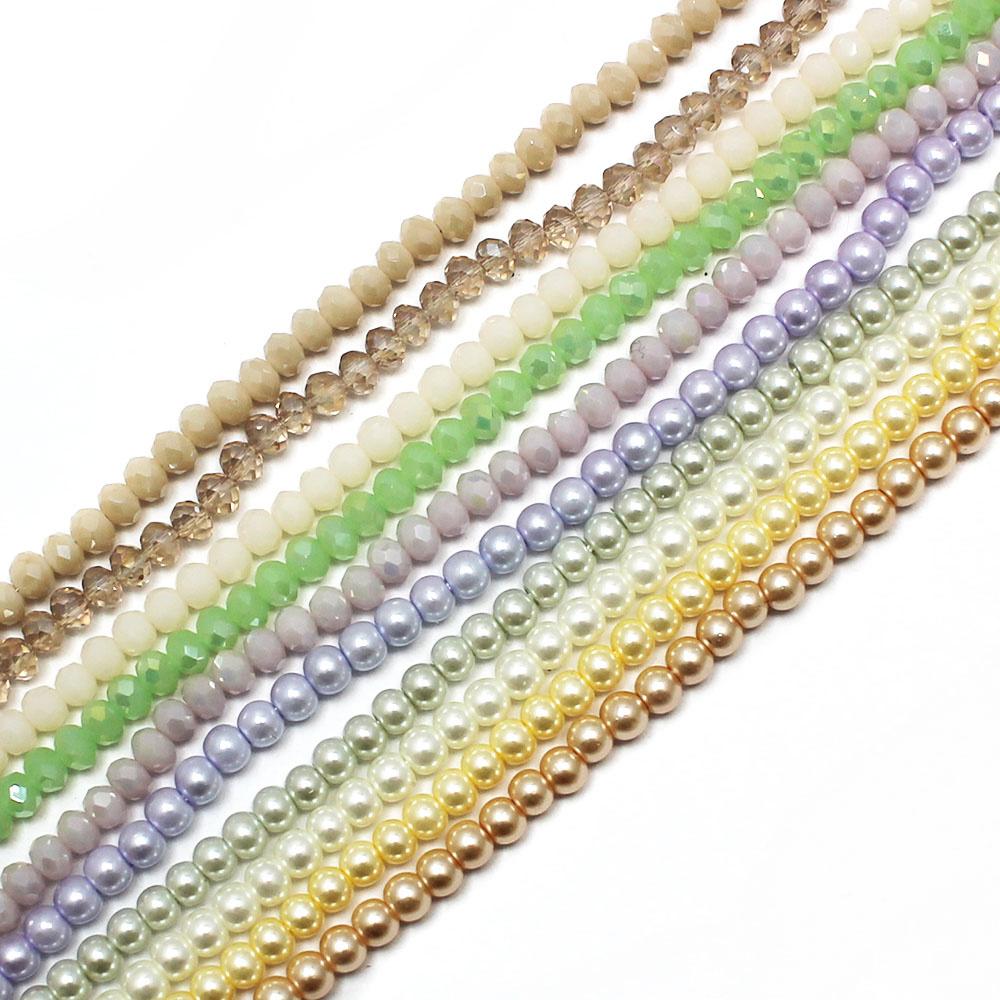Crystal and Pearl bundle - 10 strands - Pastels