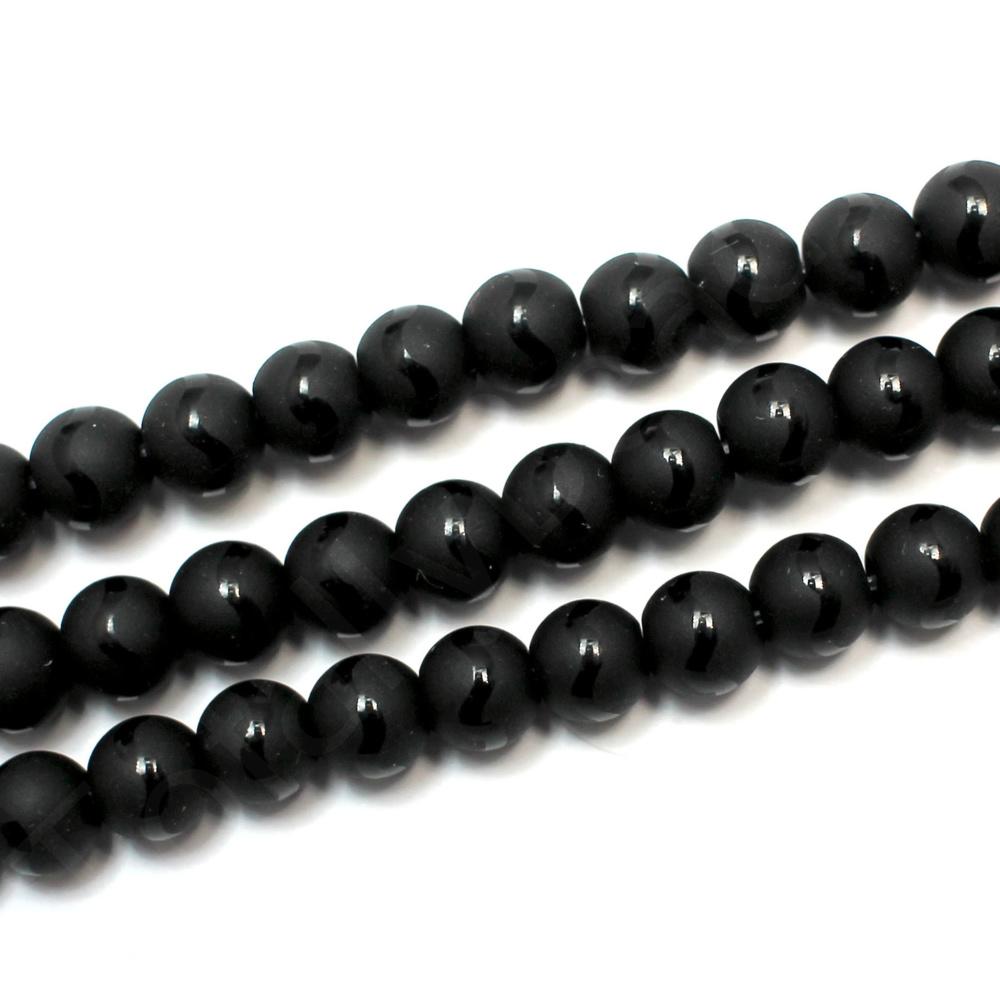 Synthetic Onyx Round Beads 6mm - Wave Design