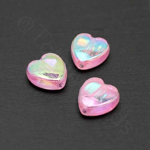Acrylic Iridescent 8mm Heart - Pink